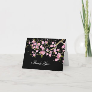Tarjeta De Agradecimiento Flores de cerezo japonés rosado gracias a las tarj