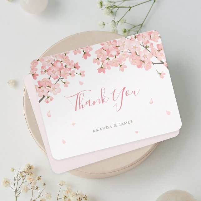 Tarjeta De Agradecimiento Flores de Cerezo Japonesas Rosa Sakura Boda (Subido por el creador)