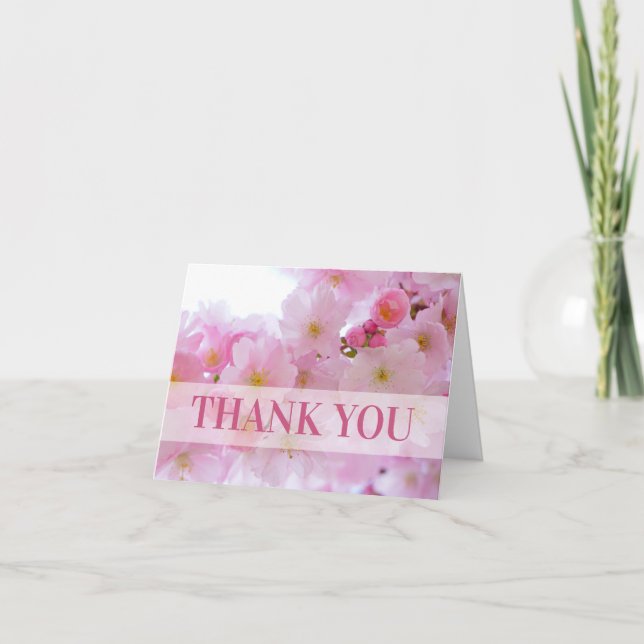 Tarjeta De Agradecimiento Flores de cerezo rosadas (Anverso)