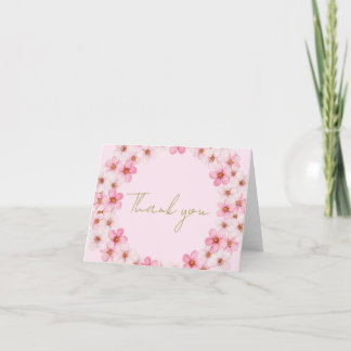 Tarjeta De Agradecimiento Flores de Cerezo Rosadas Pastel Hermosas Gracias