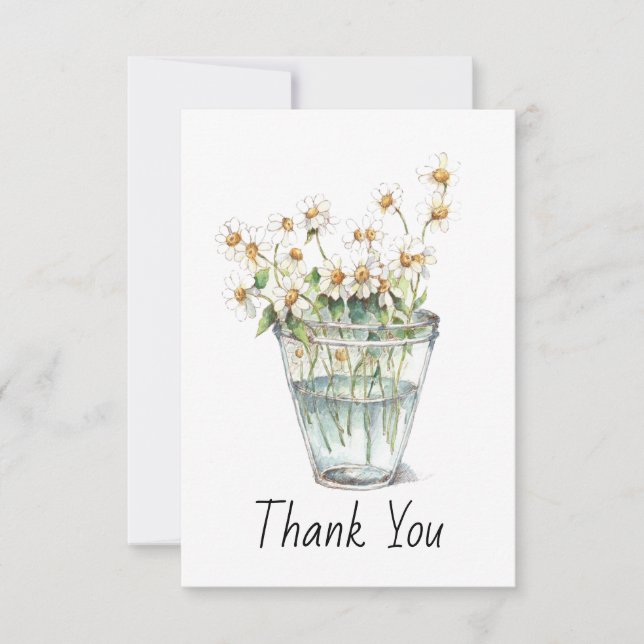 Tarjeta De Agradecimiento Flores de Chamomile acuarela en vidrio (Anverso)