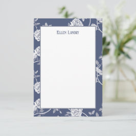 Tarjeta De Agradecimiento Flores de Chinoiserie azul