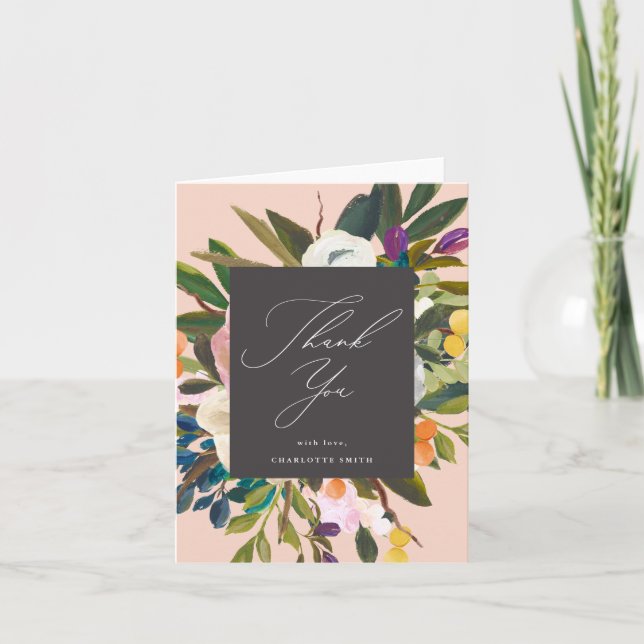 Tarjeta De Agradecimiento Flores de cítricos brillantes | Durazno (Anverso)