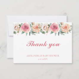 Tarjeta De Agradecimiento Flores de color de agua Baby Shower Gracias