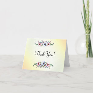 Tarjeta De Agradecimiento Flores de color de agua Shine Blank amarillo en el