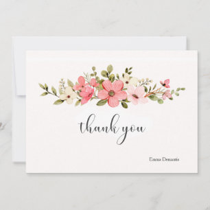 Tarjeta De Agradecimiento Flores de color rosa y blanco notecard