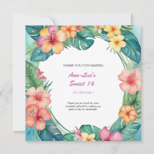 Tarjeta De Agradecimiento Flores de colores Cumpleaños Hawái