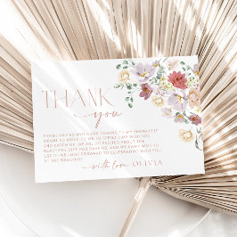 Tarjeta De Agradecimiento Flores de colores, flores silvestres, boho, ducha 