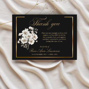 Tarjeta De Agradecimiento Flores de Cosmos Blancas de Funeral Elegantes con 