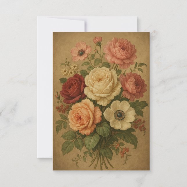 Tarjeta De Agradecimiento Flores de estilo victoriano (Anverso)