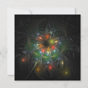 Tarjeta De Agradecimiento Flores de fantasía fractal blandas y tendientes