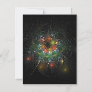 Tarjeta De Agradecimiento Flores de fantasía fractal blandas y tendientes