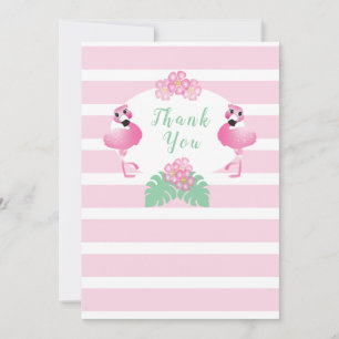Tarjeta De Agradecimiento Flores de flamencos tropicales de color rosa