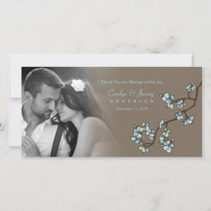 Tarjeta De Agradecimiento Flores de flores azules Boda asiática foto