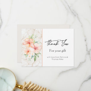 Tarjeta De Agradecimiento Flores de Hibisco Melocotón Brisa de Verano