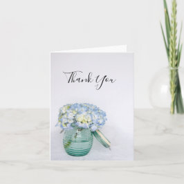 Tarjeta De Agradecimiento Flores de hidrangea azul en Boda de abusa gracias