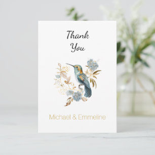Tarjeta De Agradecimiento Flores de Hortensia Colibrí