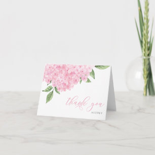 Tarjeta De Agradecimiento Flores de Hortensia Rosa Acuarela