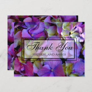 Tarjeta De Agradecimiento Flores de Hydrangeas azul morado