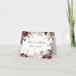 Tarjeta De Agradecimiento Flores de Invierno - Verde Bosque Oscuro - Boda