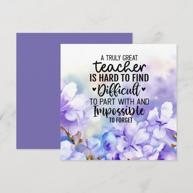 Tarjeta De Agradecimiento Flores de Jacaranda para el profesor (Anverso / Reverso)
