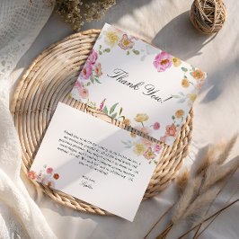 Tarjeta De Agradecimiento Flores de jardín coloridas para despedida de solte