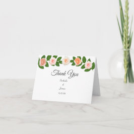 Tarjeta De Agradecimiento Flores de Laurel y Rosa Boda