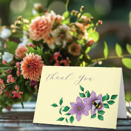 Tarjeta De Agradecimiento Flores de lavanda de abedul amarillo