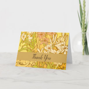 Tarjeta De Agradecimiento flores de lirio Art Nouveau de Alfonse Mucha