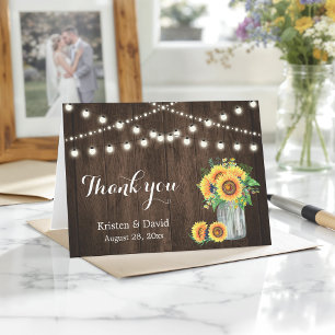 Tarjeta De Agradecimiento Flores de Madera Rusa Mason Jar Lights Gracias