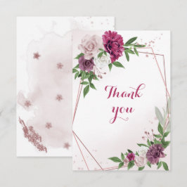 Tarjeta De Agradecimiento flores de malva rosa