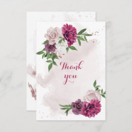 Tarjeta De Agradecimiento flores de malva rosa