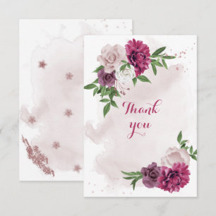 Tarjeta De Agradecimiento flores de malva rosa