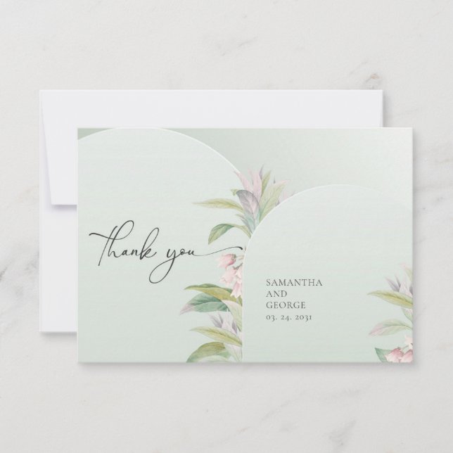 Tarjeta De Agradecimiento Flores de manantial boho ruidosas eucalipto vegeta (Anverso)