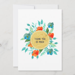 Tarjeta De Agradecimiento Flores de manantial de color de agua en círculo de