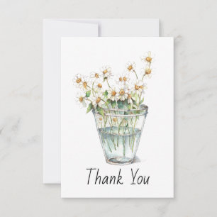 Tarjeta De Agradecimiento Flores de manzanilla en acuarela en vaso de vidrio
