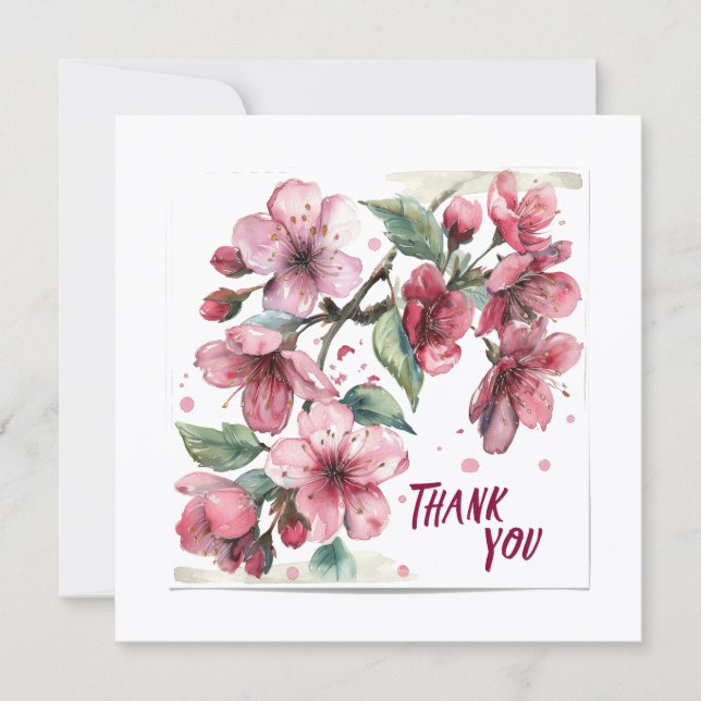 Tarjeta de agradecimiento Flores de manzano.  (Anverso)