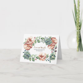 Tarjeta De Agradecimiento flores de marfil y caídas suculentas gracias
