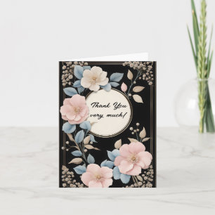 Tarjeta De Agradecimiento Flores de marfil y rosa Marco redondo