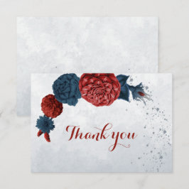 Tarjeta De Agradecimiento flores de marina y borgoña botánica