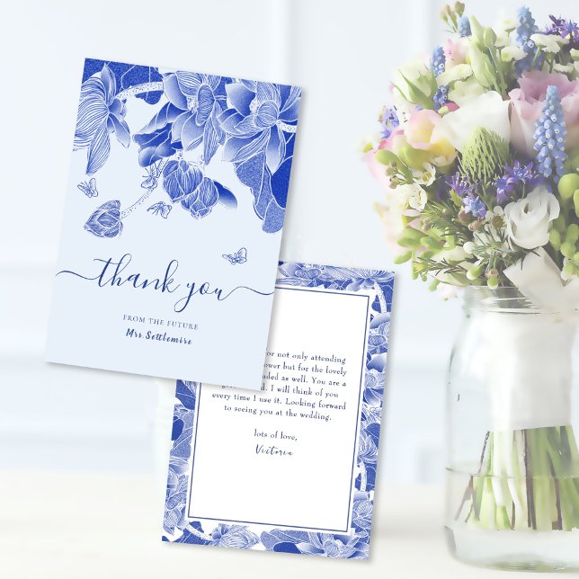 Tarjeta De Agradecimiento Flores de mariposa azul claro Ducha de novia (Subido por el creador)