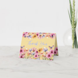 Tarjeta De Agradecimiento Flores de Mariposa en Flor en Primavera Acuarela