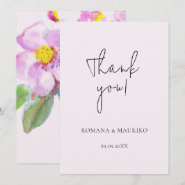 Tarjeta De Agradecimiento Flores de melocotón artísticas arte de acuarela