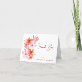 Tarjeta De Agradecimiento Flores de naranja rosa boho ducha personalizadas d