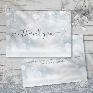 Tarjeta De Agradecimiento Flores de nieve de invierno escritura elegante
