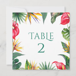 Tarjeta De Agradecimiento Flores de oasis tropical Número de tabla-Boda