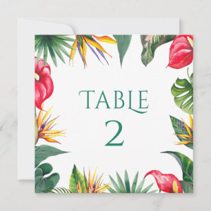 Tarjeta De Agradecimiento Flores de oasis tropical Número de tabla-Boda
