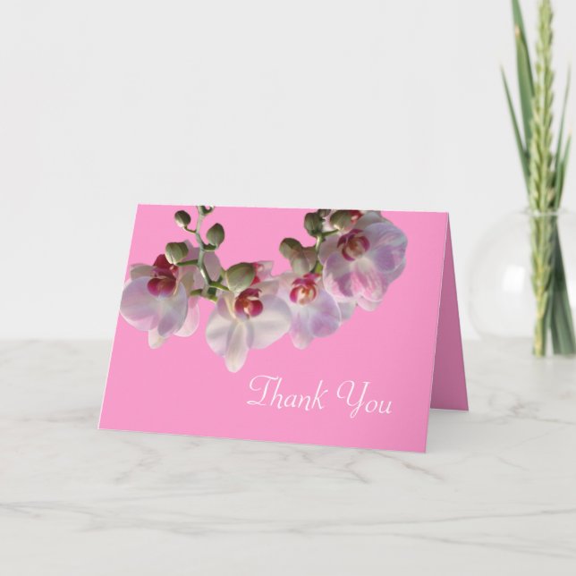 Tarjeta De Agradecimiento flores de orquídea rosa bonito, gracias (Anverso)