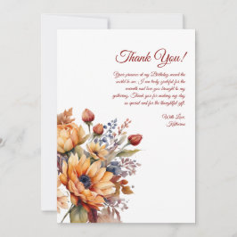 Tarjeta de Agradecimiento-Flores de Otoño Acuarela