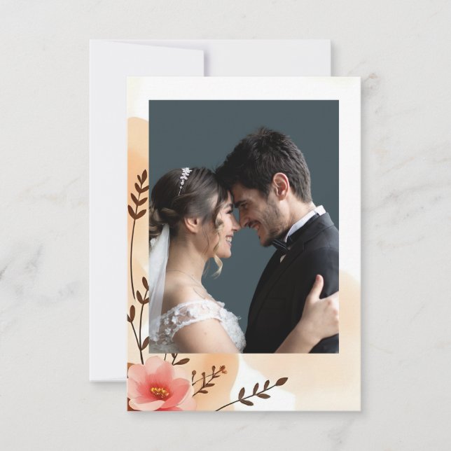 Tarjeta De Agradecimiento Flores de otoño delicadas melocotón para boda (Anverso)